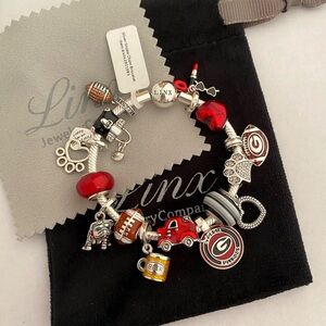 Linx Snake Chain Bracelet with Georgia Bulldog Themed Charms